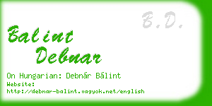 balint debnar business card
